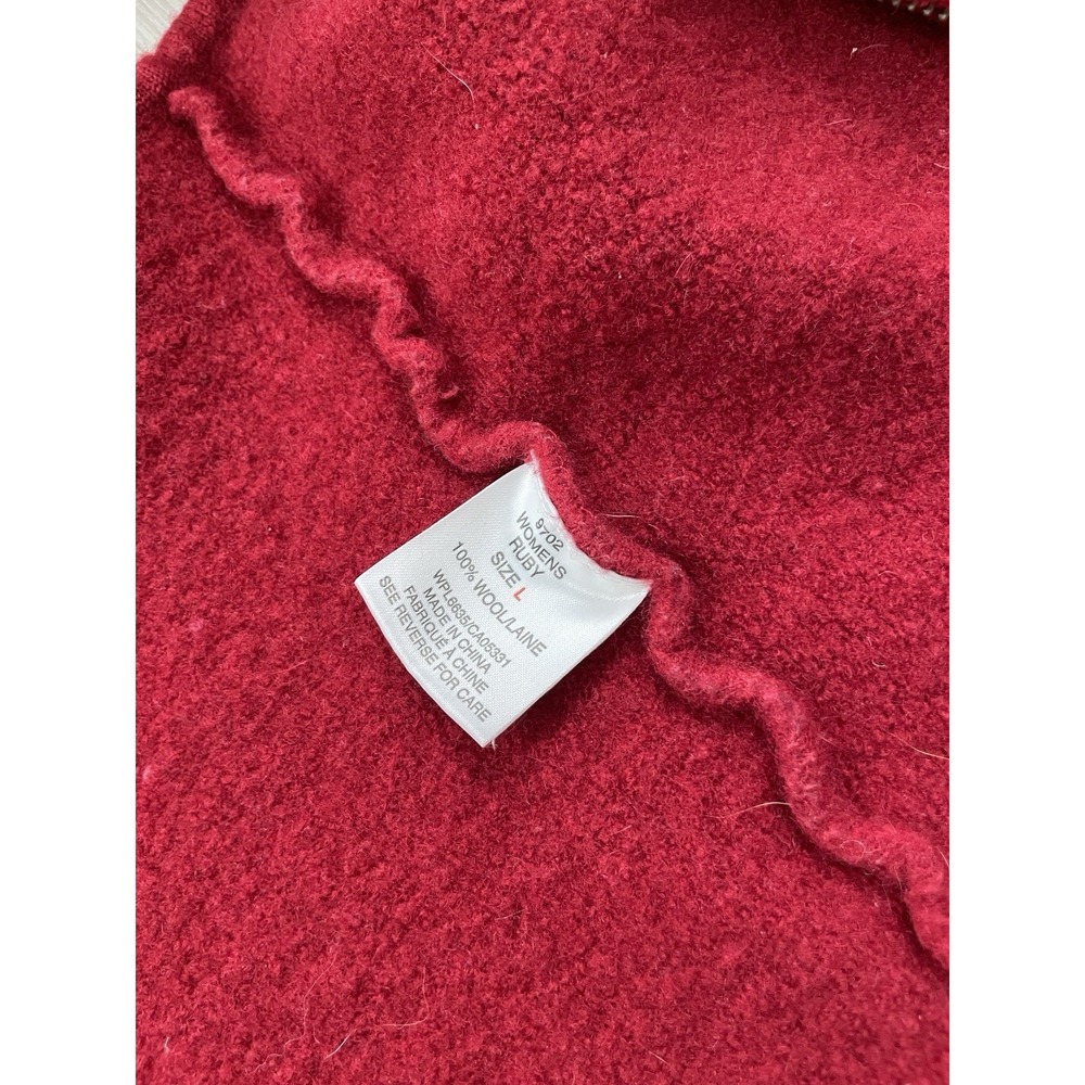Woolrich Women's Red Full Zip Vest Size Large Shrunken Textured 100% Wool - Picture 4 of 6
